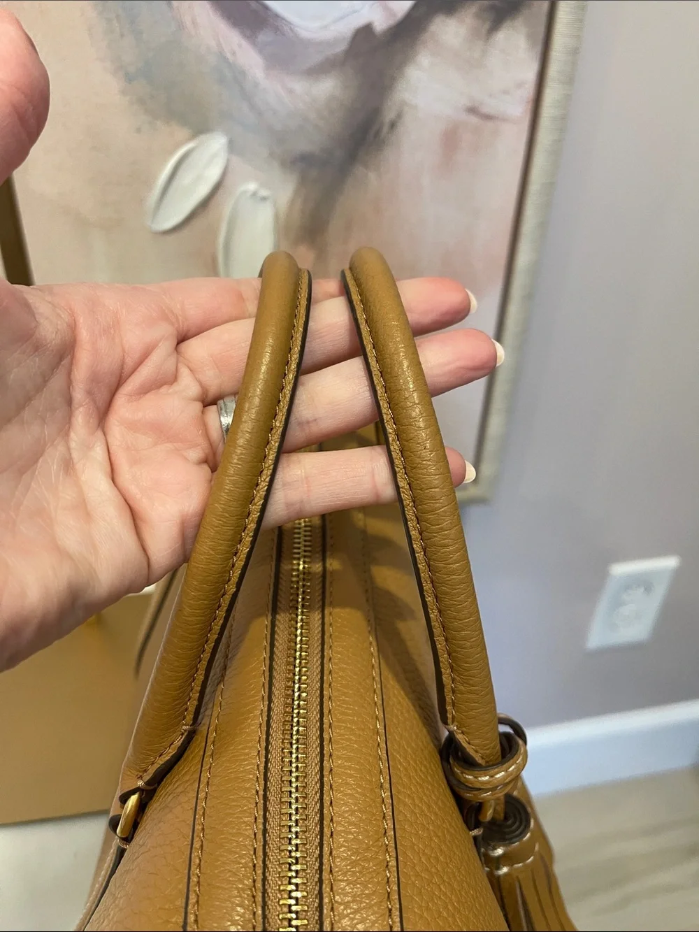NWT Tory Burch Thea Pebbled Leather Satchel with Tassels - Picture 4 of 8